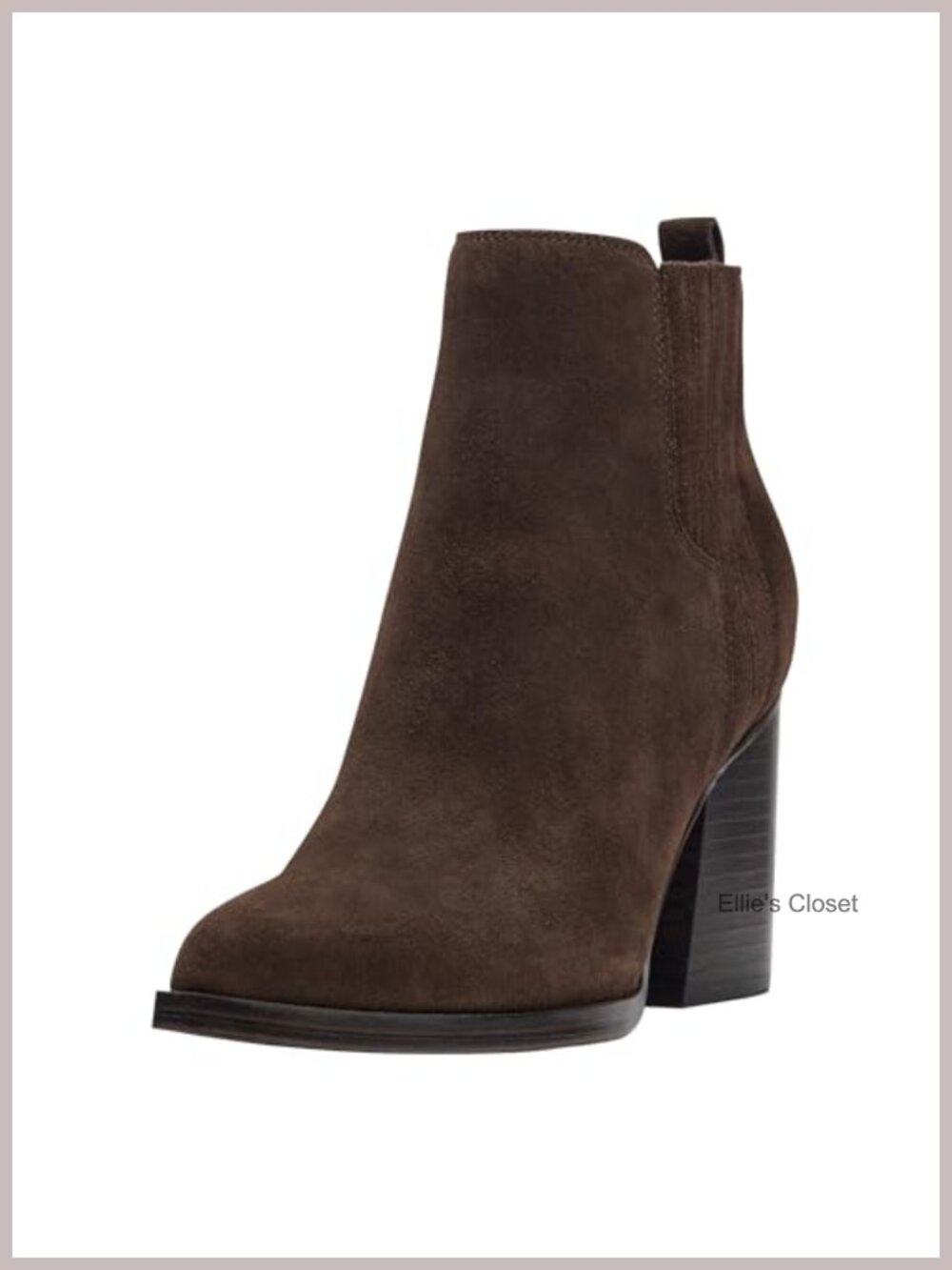 Suede Ankle Bootie with Stacked Heel and Pointed Toe